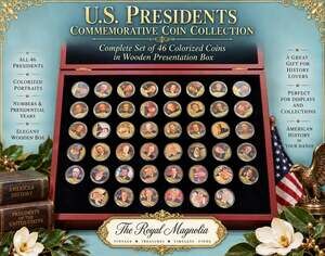 AMERICAN MINT The Complete U.S. Presidents in Color Coin Set 24k Gold Layered